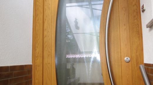 Holzhaustür mit breitem Lichtausschnitt